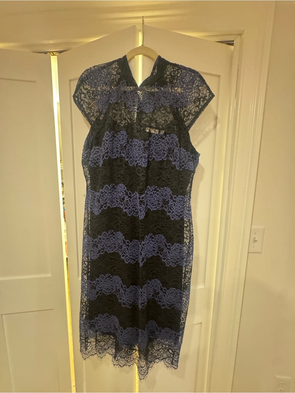 New York & Company Black and Blue Lace Midi Dress